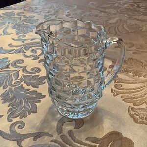 Colony Whitehall cube pattern clear glass pitcher